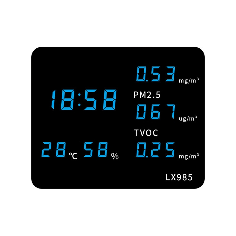 Монитор за качество на вътрешния въздух с температура, влажност, CO2, формалдехид и PM2.5