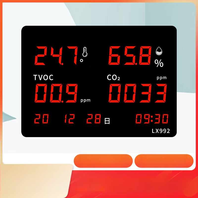 Монитор за качество на вътрешния въздух с температура, влажност, CO2, формалдехид и PM2.5