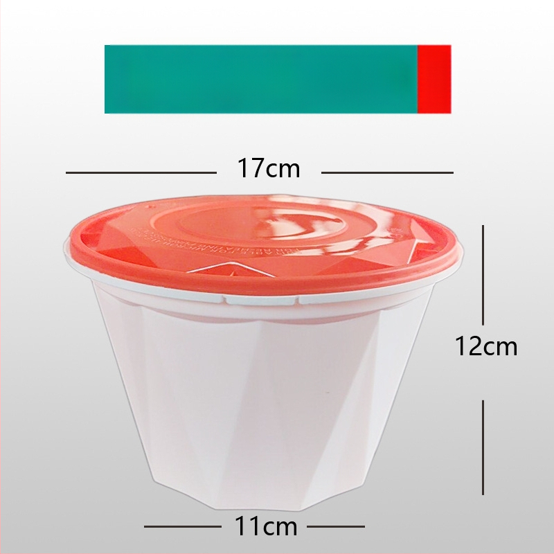 Jednokratna okrugla kutija za hranu za dostavu — debeli zidovi, plastika, s anti‑krađom sigurnosnim mehanizmom zaključavanja, nije prikladna za mikrovalnu