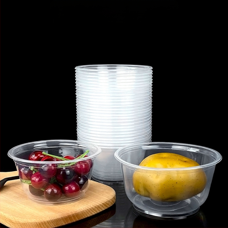 Μίας χρήσης πλαστικό μπολ με καπάκι για συσκευασία takeout – στρογγυλό, διαφανές, χωρητικότητα 360-1000 ml, πάχος 0.1-0.3 mm