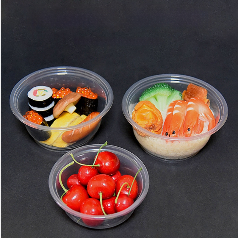 Μίας χρήσης πλαστικό μπολ με καπάκι για συσκευασία takeout – στρογγυλό, διαφανές, χωρητικότητα 360-1000 ml, πάχος 0.1-0.3 mm