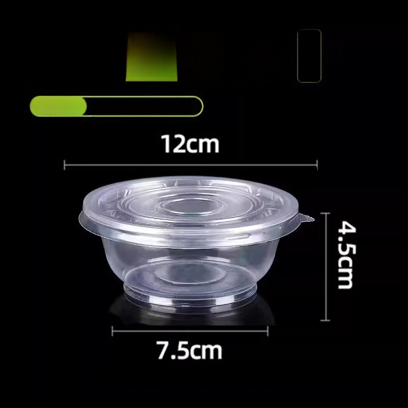 Μίας χρήσης πλαστικό μπολ με καπάκι για συσκευασία takeout – στρογγυλό, διαφανές, χωρητικότητα 360-1000 ml, πάχος 0.1-0.3 mm