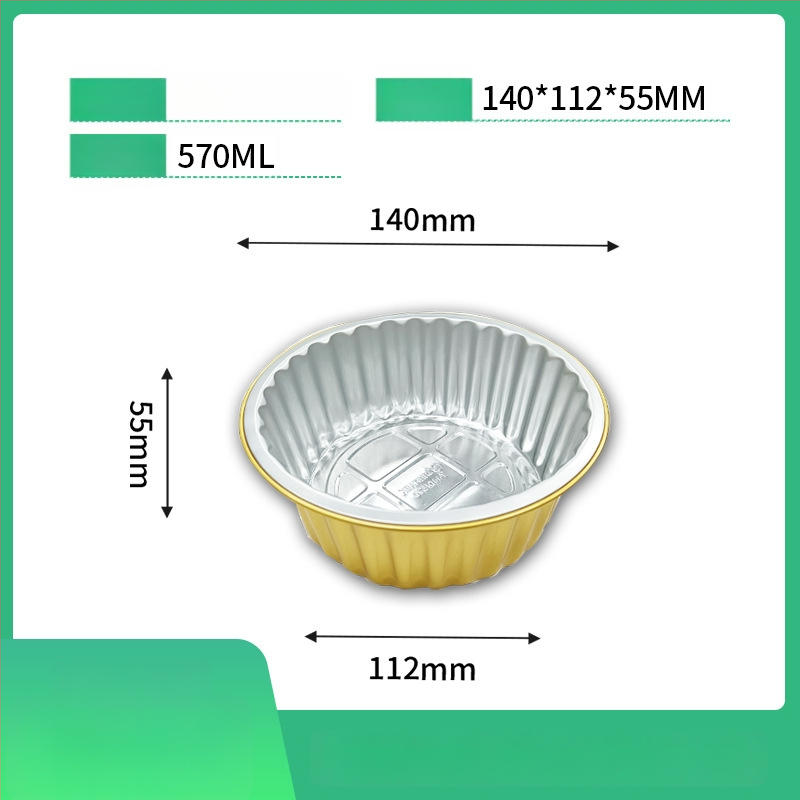 Jednokratna kutija za hranu od aluminijske folije, okrugla, s poklopcem, velikog kapaciteta, otporna na visoke temperature, za komercijalnu upotrebu
