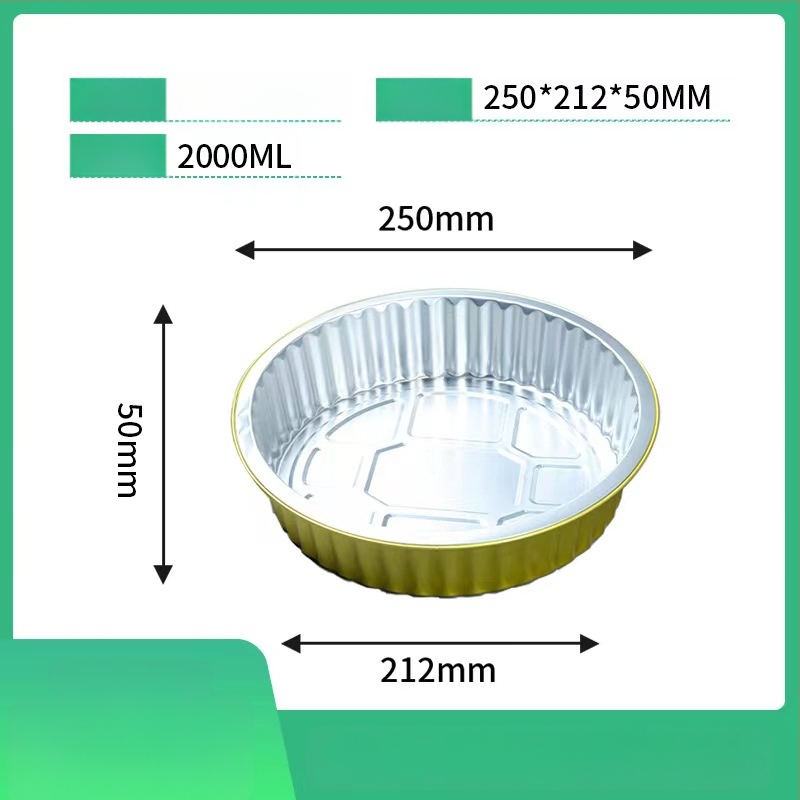 Jednokratna kutija za hranu od aluminijske folije, okrugla, s poklopcem, velikog kapaciteta, otporna na visoke temperature, za komercijalnu upotrebu