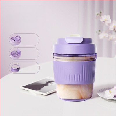 Staklena čaša za vodu s slamkom, prijenosna cilindrična jednostruka čaša, s užetom za nošenje, nepropusna