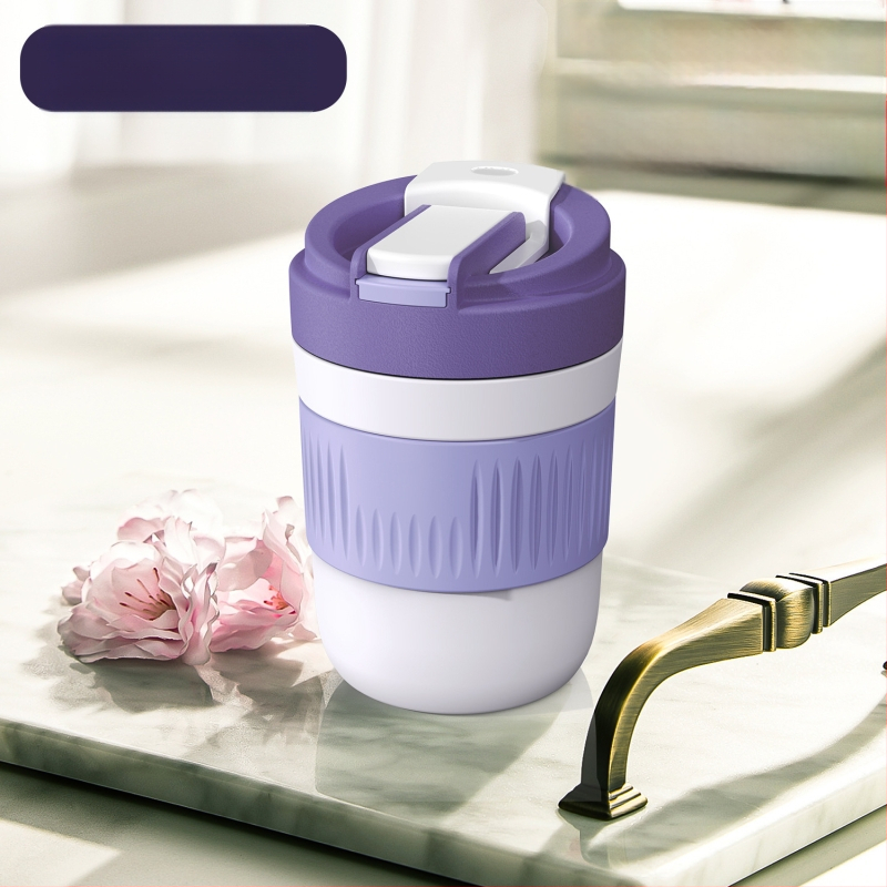 Staklena čaša za vodu s slamkom, prijenosna cilindrična jednostruka čaša, s užetom za nošenje, nepropusna