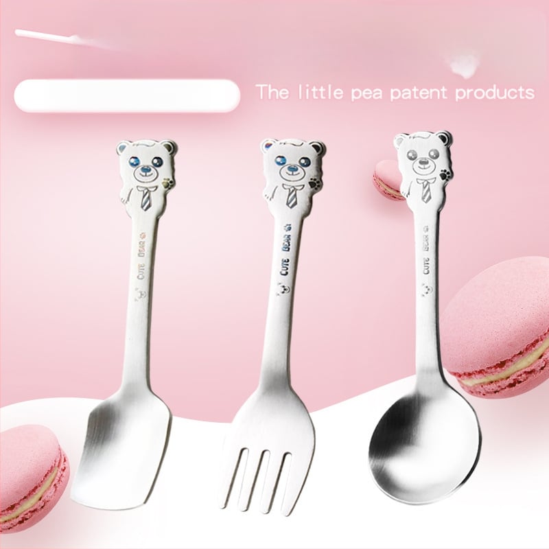 Σετ παιδικών μαχαιροπίρουνων από ανοξείδωτο ατσάλι 304 με σχέδιο κινουμένων σχεδίων και φινίρισμα καθρέφτη