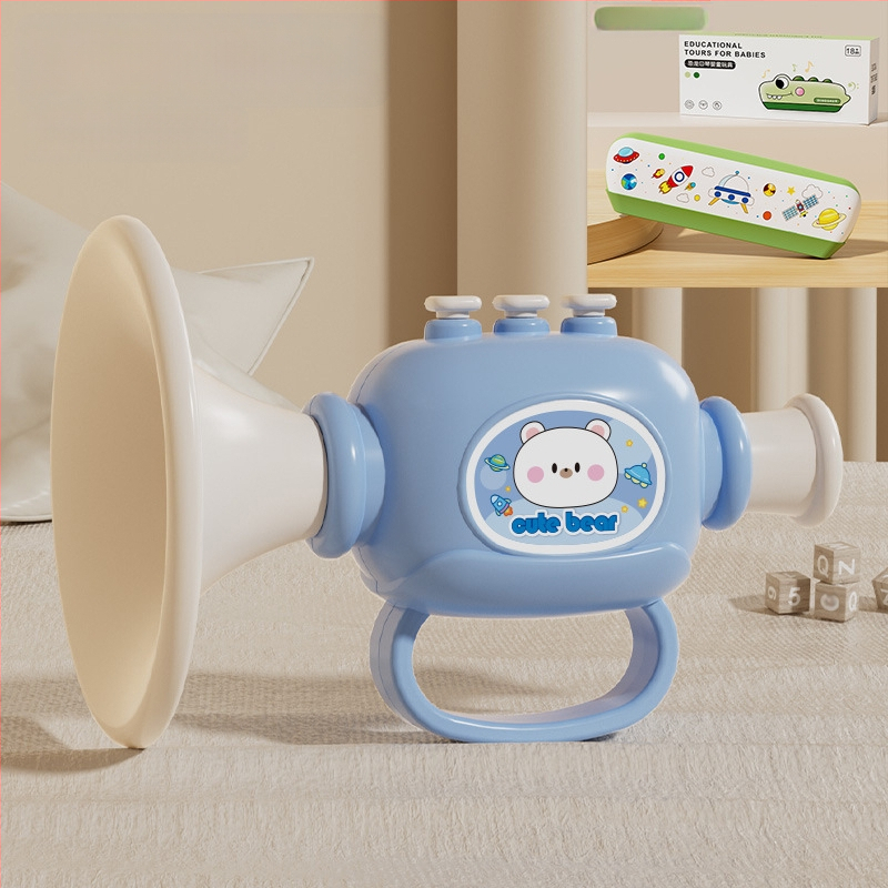 Plastmassist beebide muusikaline mänguasjade komplekt koos vile ja harmoonikaga, 0–3 aastat, mudel 1122