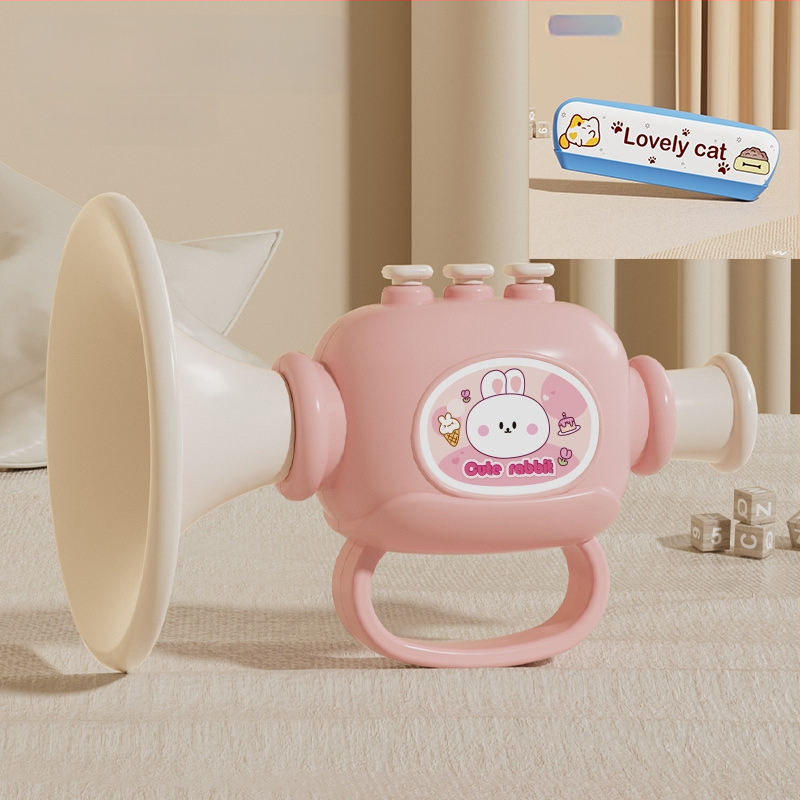 Plastmassist beebide muusikaline mänguasjade komplekt koos vile ja harmoonikaga, 0–3 aastat, mudel 1122