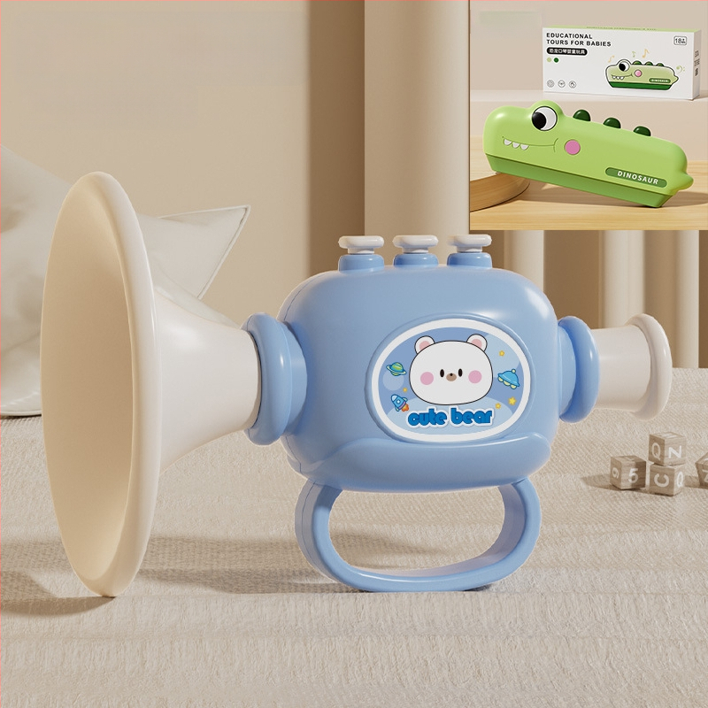 Plastmassist beebide muusikaline mänguasjade komplekt koos vile ja harmoonikaga, 0–3 aastat, mudel 1122