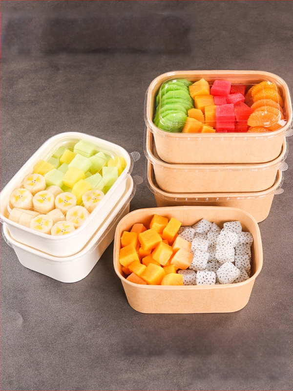 Jednokratna kutija od kraft papira pravokutnog oblika za dostavu hrane — voće, salate, ručak; 3 kg bruto težina; materijal: papir; oblik: pravokutnik; mikrovalna: Ne; razgradivo: Ne