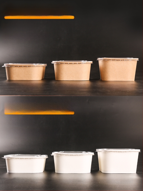 Jednokratna kutija od kraft papira pravokutnog oblika za dostavu hrane — voće, salate, ručak; 3 kg bruto težina; materijal: papir; oblik: pravokutnik; mikrovalna: Ne; razgradivo: Ne