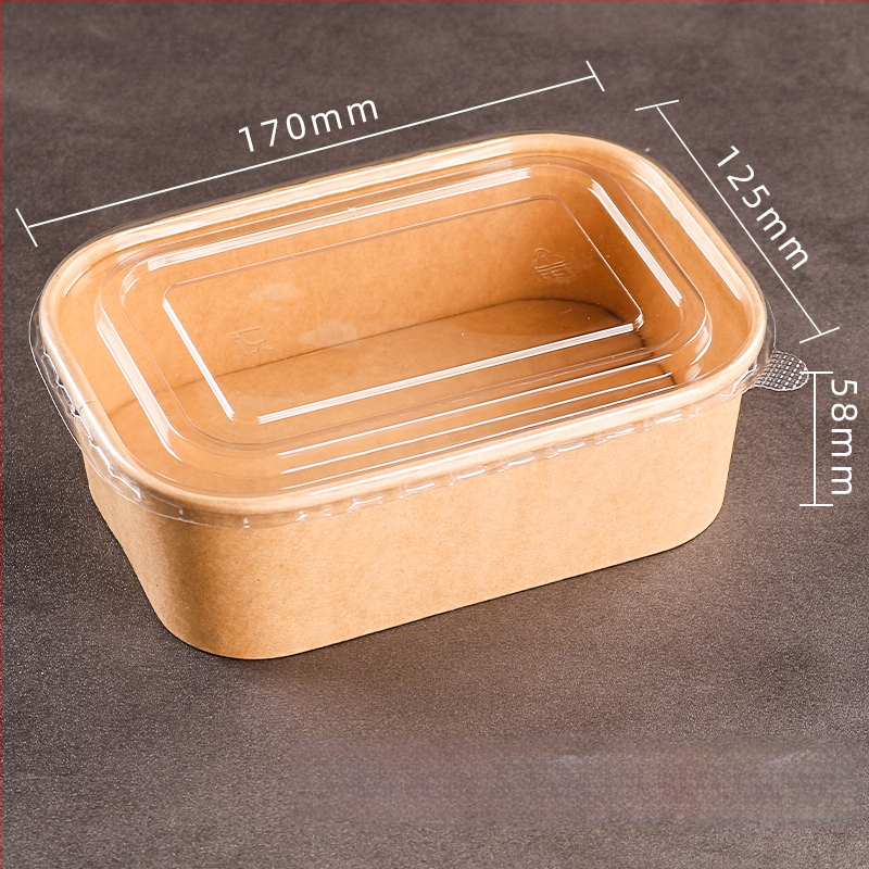 Jednokratna kutija od kraft papira pravokutnog oblika za dostavu hrane — voće, salate, ručak; 3 kg bruto težina; materijal: papir; oblik: pravokutnik; mikrovalna: Ne; razgradivo: Ne