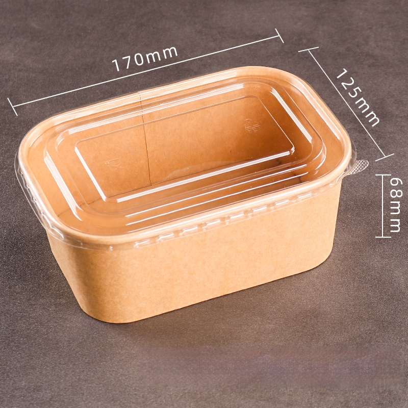 Jednokratna kutija od kraft papira pravokutnog oblika za dostavu hrane — voće, salate, ručak; 3 kg bruto težina; materijal: papir; oblik: pravokutnik; mikrovalna: Ne; razgradivo: Ne