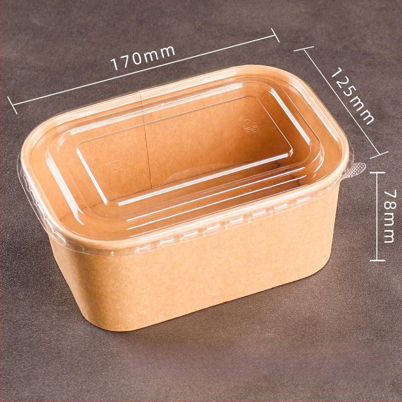 Jednokratna kutija od kraft papira pravokutnog oblika za dostavu hrane — voće, salate, ručak; 3 kg bruto težina; materijal: papir; oblik: pravokutnik; mikrovalna: Ne; razgradivo: Ne