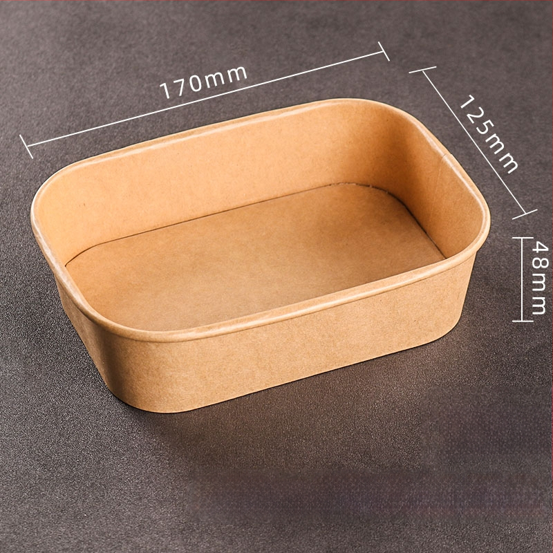 Jednokratna kutija od kraft papira pravokutnog oblika za dostavu hrane — voće, salate, ručak; 3 kg bruto težina; materijal: papir; oblik: pravokutnik; mikrovalna: Ne; razgradivo: Ne