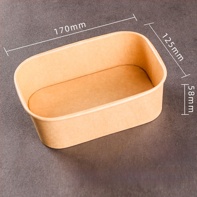 Jednokratna kutija od kraft papira pravokutnog oblika za dostavu hrane — voće, salate, ručak; 3 kg bruto težina; materijal: papir; oblik: pravokutnik; mikrovalna: Ne; razgradivo: Ne