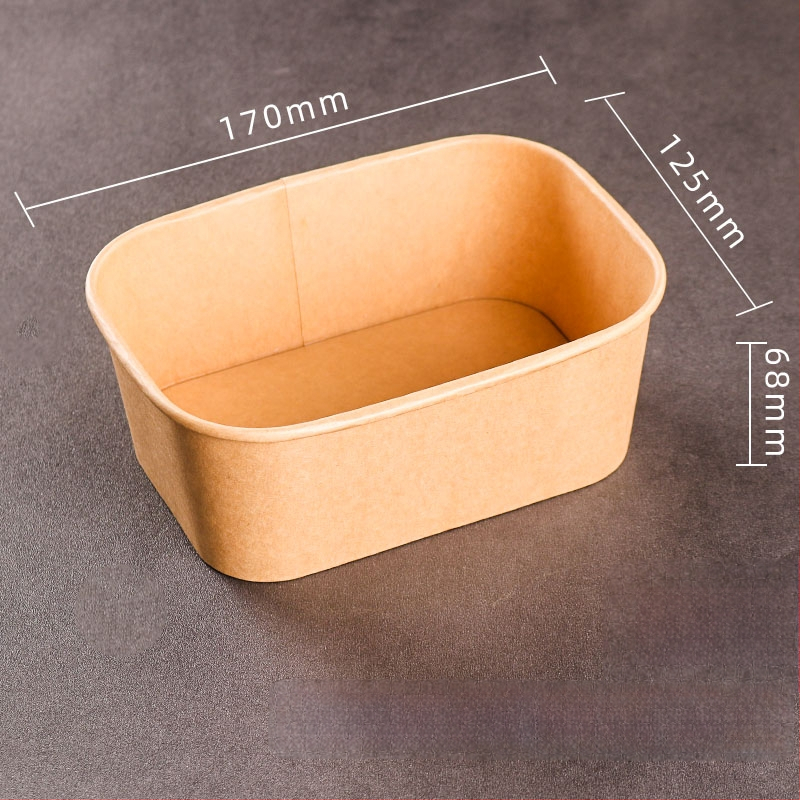 Jednokratna kutija od kraft papira pravokutnog oblika za dostavu hrane — voće, salate, ručak; 3 kg bruto težina; materijal: papir; oblik: pravokutnik; mikrovalna: Ne; razgradivo: Ne