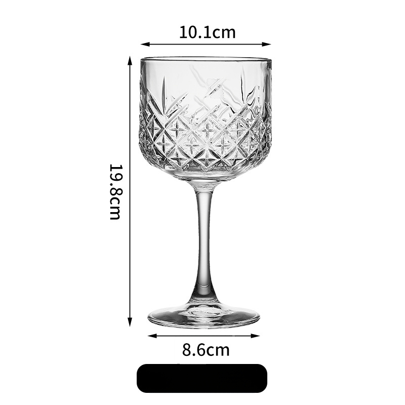 Üvegből készült goblet nyitott faragással, modern minimalista dizájn, hidegen tartja az italokat, kerek, egyrétegű desszertpohár