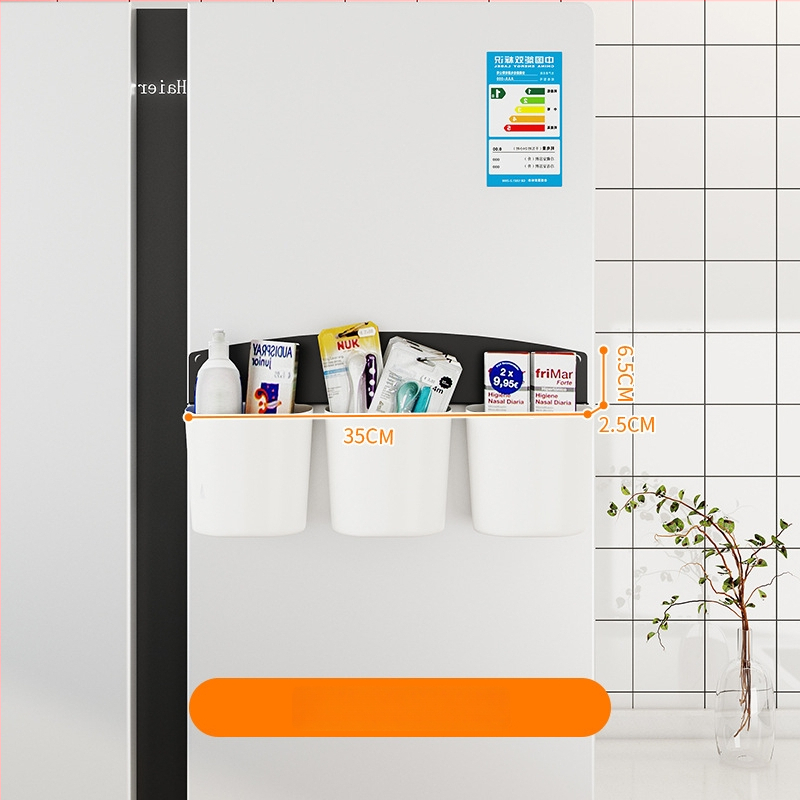 Hűtőszekrény mágneses tárolópolc oldalsó ajtóval – fém, falon szívó rögzítés, 1 réteg, lyukmentes, telepítés nélkül, konyha, fürdőszoba, nappali számára