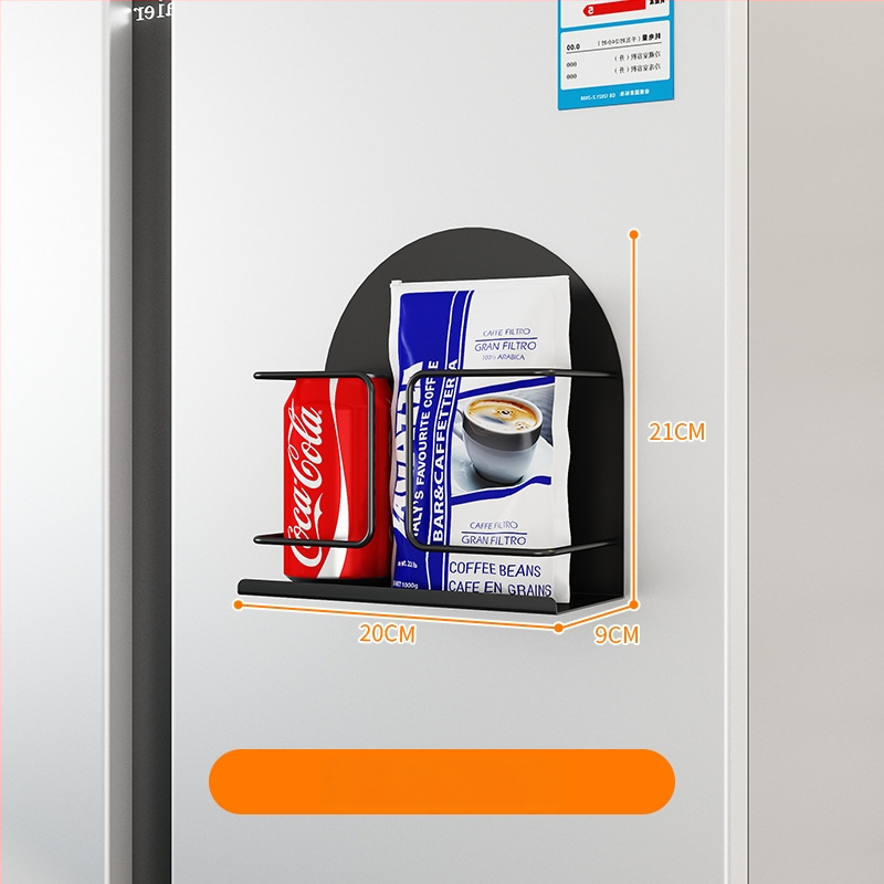 Hűtőszekrény mágneses tárolópolc oldalsó ajtóval – fém, falon szívó rögzítés, 1 réteg, lyukmentes, telepítés nélkül, konyha, fürdőszoba, nappali számára