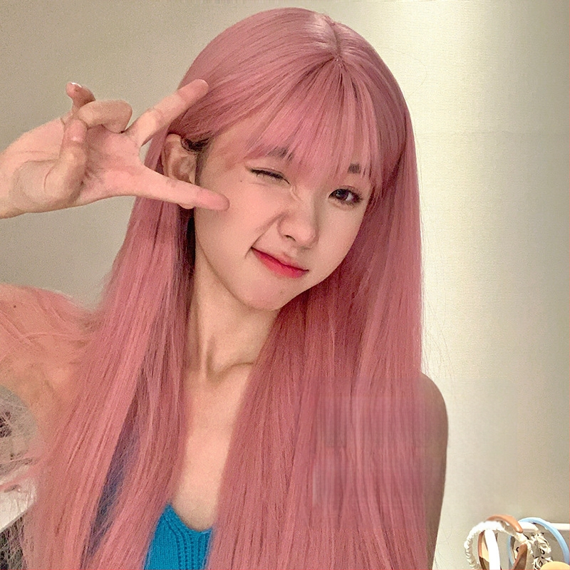 Paróka, hosszú egyenes haj Qi frufruval, hőálló rostok, élethű megjelenés