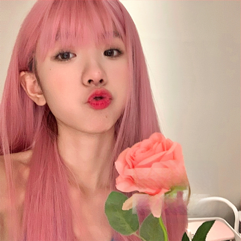 Paróka, hosszú egyenes haj Qi frufruval, hőálló rostok, élethű megjelenés