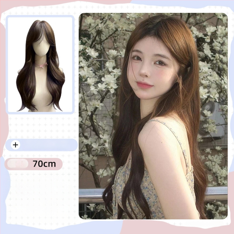 Paróka, hosszú egyenes haj Qi frufruval, hőálló rostok, élethű megjelenés