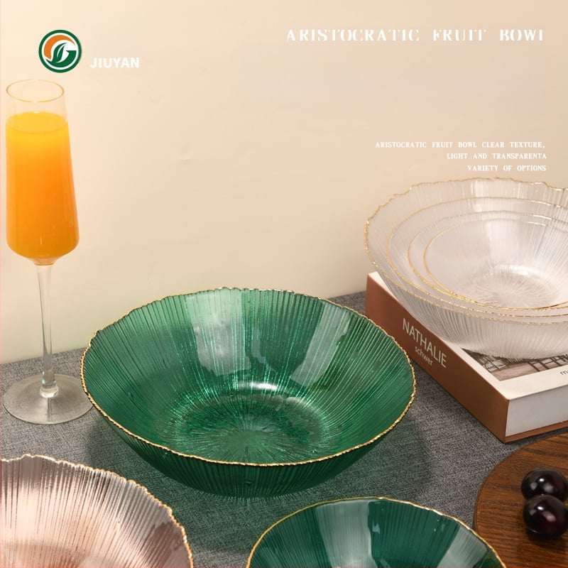 Set de boluri din sticlă Jiuyan, rotund, compatibil cu microundele, motif artificii, sticlă rezistentă la temperaturi