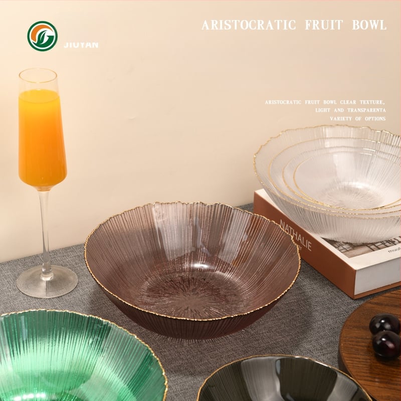 Set de boluri din sticlă Jiuyan, rotund, compatibil cu microundele, motif artificii, sticlă rezistentă la temperaturi