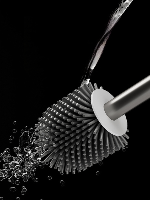 Set četke za zahod s silikonskim glavama i aluminijskom šipkom (šipka od aluminija; silikonske glave; zamjenske glave uključene; univerzalna kompatibilnost; brend: Dima)