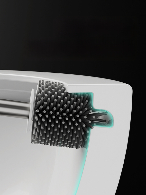 Set četke za zahod s silikonskim glavama i aluminijskom šipkom (šipka od aluminija; silikonske glave; zamjenske glave uključene; univerzalna kompatibilnost; brend: Dima)