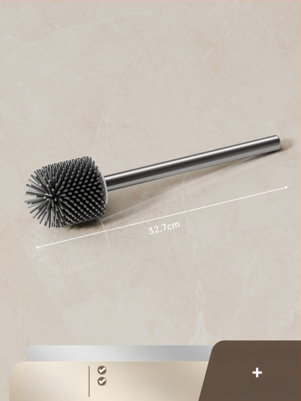 Set četke za zahod s silikonskim glavama i aluminijskom šipkom (šipka od aluminija; silikonske glave; zamjenske glave uključene; univerzalna kompatibilnost; brend: Dima)