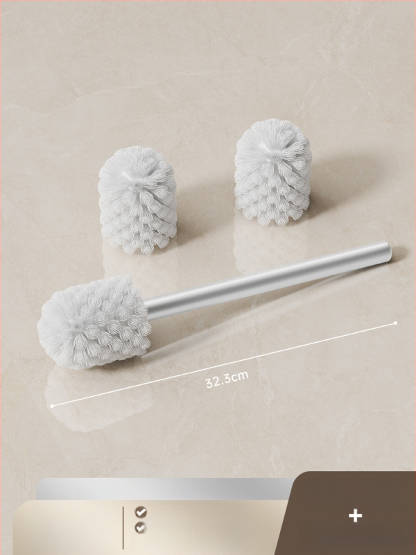 Set četke za zahod s silikonskim glavama i aluminijskom šipkom (šipka od aluminija; silikonske glave; zamjenske glave uključene; univerzalna kompatibilnost; brend: Dima)