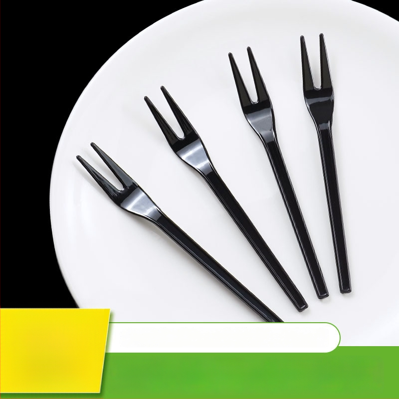 Furculiță de fructe de unică folosință, cu două dinți, stil occidental, din plastic, prietenoasă cu copiii, design modern minimalist.
