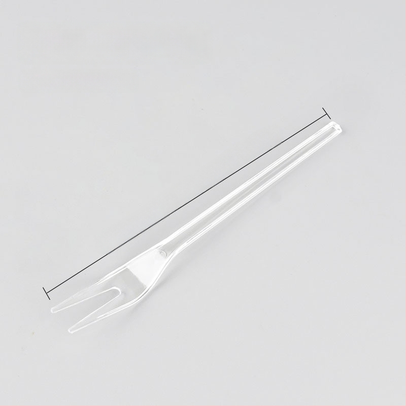 Furculiță de fructe de unică folosință, cu două dinți, stil occidental, din plastic, prietenoasă cu copiii, design modern minimalist.