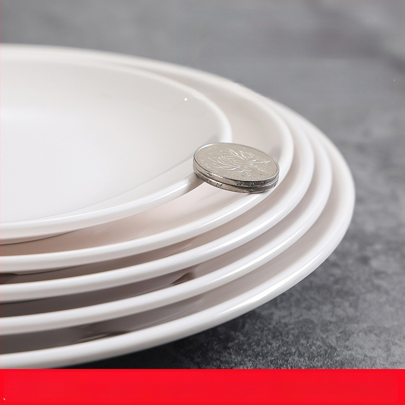 Melaminska okrugla tanjira za catering — monolitna konstrukcija u jednom komadu, mogućnost tiskanja logotipa, prilagodljivo, pogodno za hotele i obroke