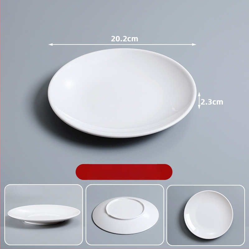 Melaminska okrugla tanjira za catering — monolitna konstrukcija u jednom komadu, mogućnost tiskanja logotipa, prilagodljivo, pogodno za hotele i obroke