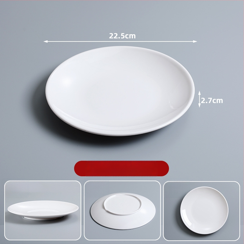 Melaminska okrugla tanjira za catering — monolitna konstrukcija u jednom komadu, mogućnost tiskanja logotipa, prilagodljivo, pogodno za hotele i obroke