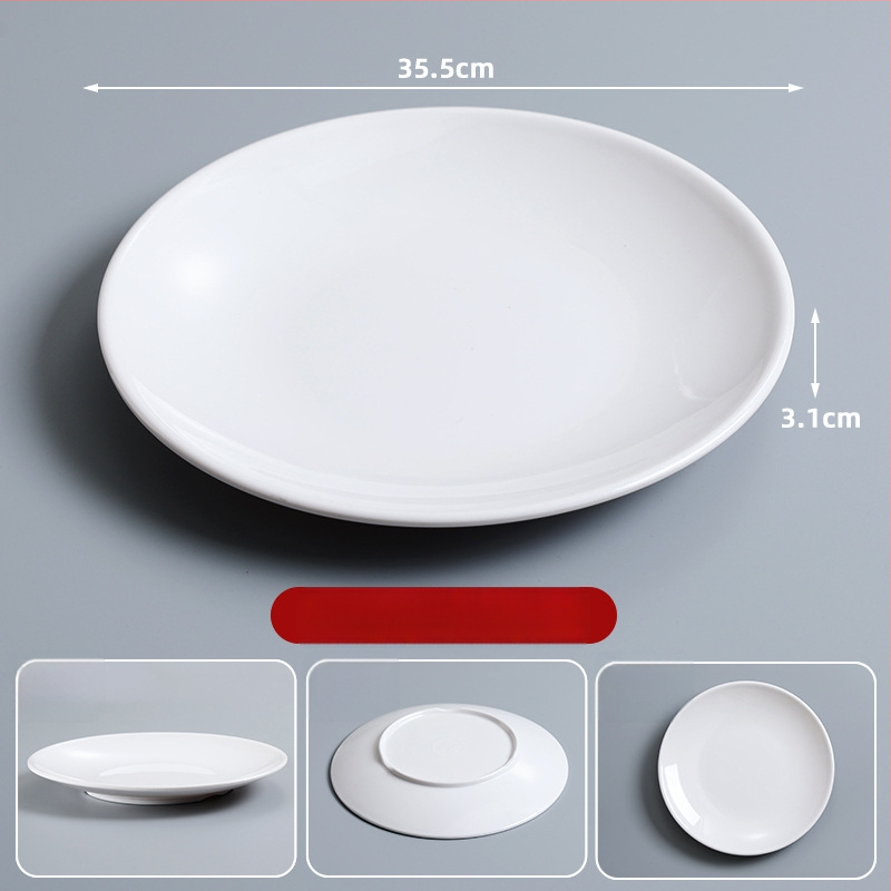 Melaminska okrugla tanjira za catering — monolitna konstrukcija u jednom komadu, mogućnost tiskanja logotipa, prilagodljivo, pogodno za hotele i obroke