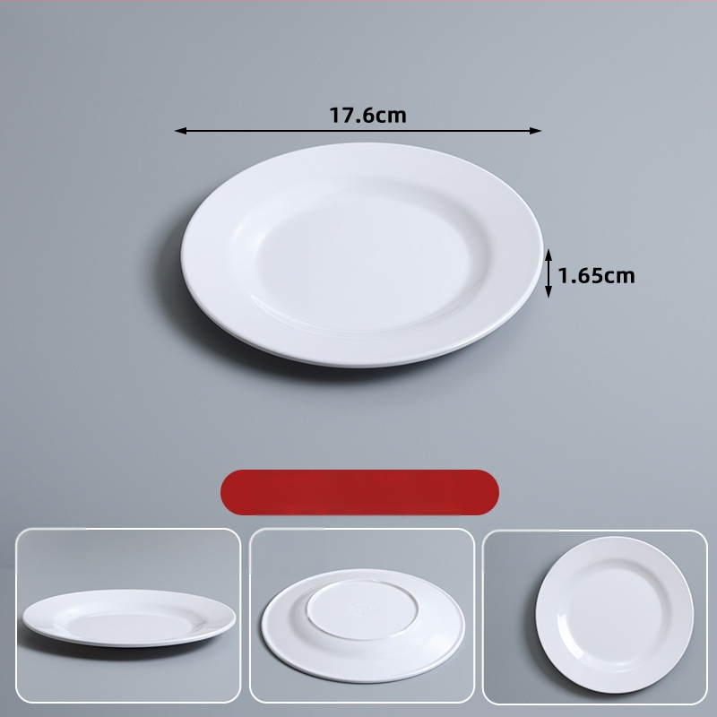 Melaminska okrugla tanjira za catering — monolitna konstrukcija u jednom komadu, mogućnost tiskanja logotipa, prilagodljivo, pogodno za hotele i obroke