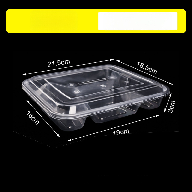 Cutie de prânz de unică folosință cu compartimente multiple (3/4/5), material PP, imprimare logo și personalizare disponibile, nu este compatibilă cu microundele.