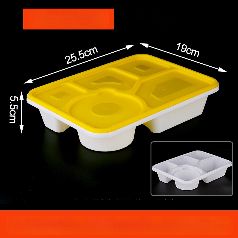 Cutie de prânz de unică folosință cu compartimente multiple (3/4/5), material PP, imprimare logo și personalizare disponibile, nu este compatibilă cu microundele.
