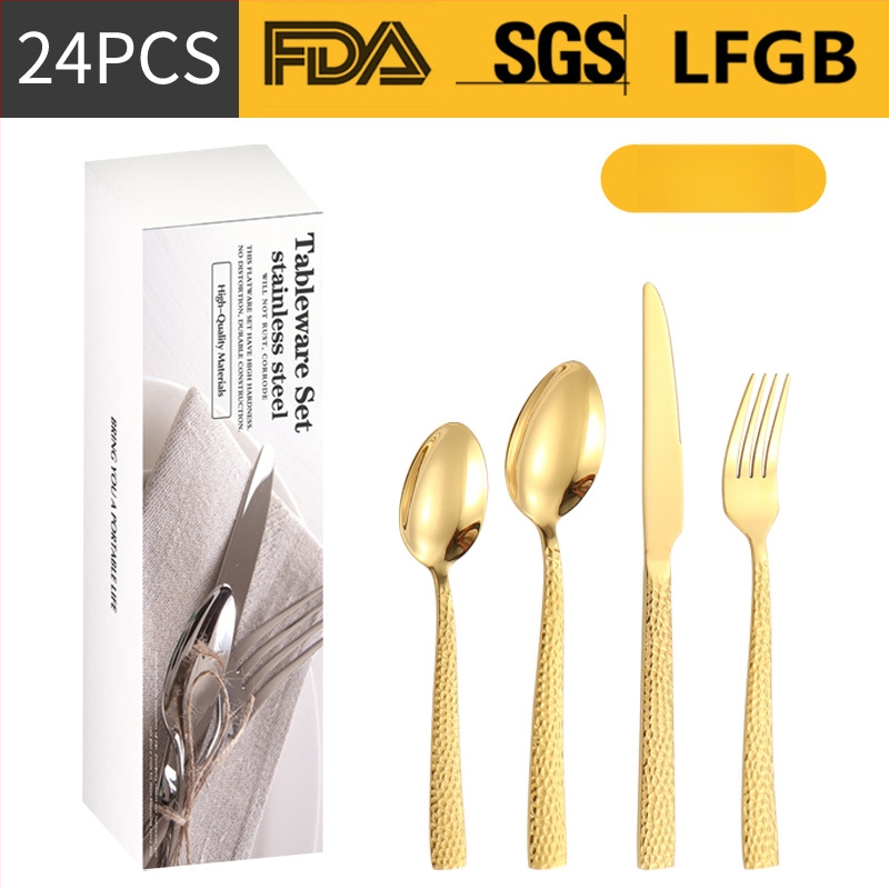 Σετ μαχαιροπίρουνα από ανοξείδωτο ατσάλι, σε σκανδιναβικό και δυτικό στυλ, με παχυσμένη τετράγωνη λαβή, 410 ανοξείδωτο ατσάλι, καθρέπτης φινίρισμα, περιλαμβάνει μαχαίρι μπριζόλας, μαχαίρι τραπεζιού, πιρούνι, κουτάλι τραπεζιού και κουταλάκι τσαγιού