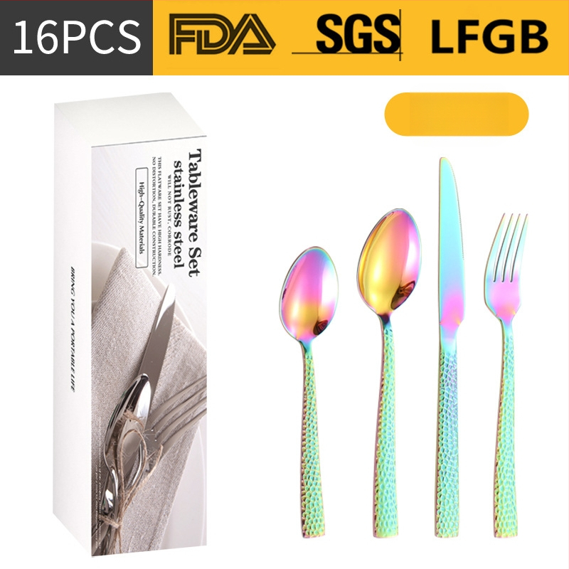 Σετ μαχαιροπίρουνα από ανοξείδωτο ατσάλι, σε σκανδιναβικό και δυτικό στυλ, με παχυσμένη τετράγωνη λαβή, 410 ανοξείδωτο ατσάλι, καθρέπτης φινίρισμα, περιλαμβάνει μαχαίρι μπριζόλας, μαχαίρι τραπεζιού, πιρούνι, κουτάλι τραπεζιού και κουταλάκι τσαγιού