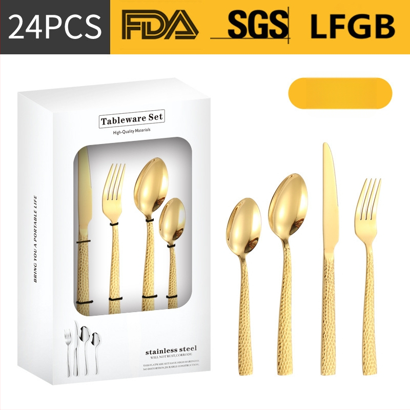 Σετ μαχαιροπίρουνα από ανοξείδωτο ατσάλι, σε σκανδιναβικό και δυτικό στυλ, με παχυσμένη τετράγωνη λαβή, 410 ανοξείδωτο ατσάλι, καθρέπτης φινίρισμα, περιλαμβάνει μαχαίρι μπριζόλας, μαχαίρι τραπεζιού, πιρούνι, κουτάλι τραπεζιού και κουταλάκι τσαγιού