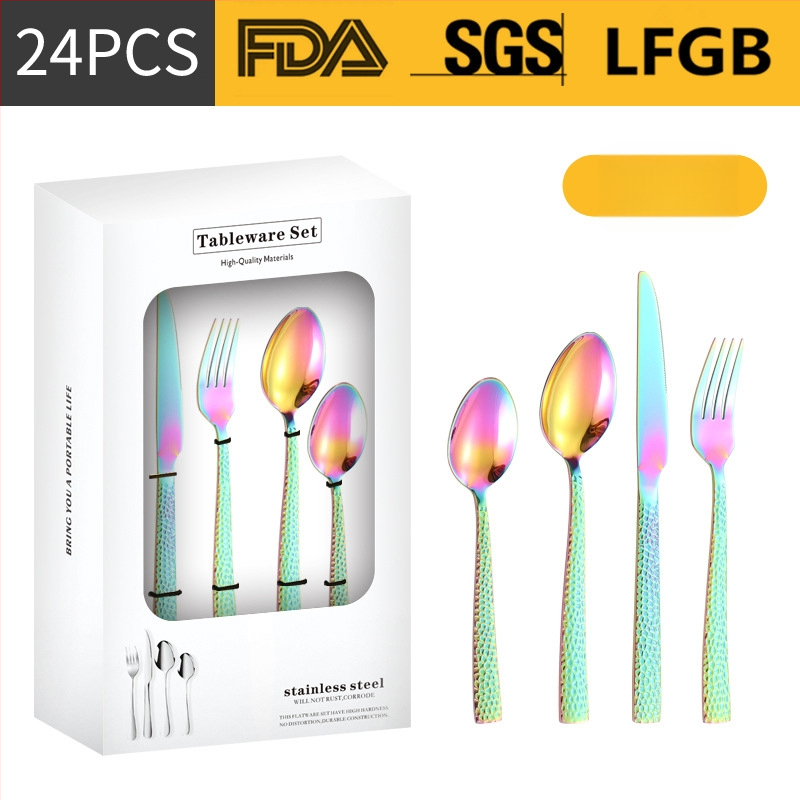 Σετ μαχαιροπίρουνα από ανοξείδωτο ατσάλι, σε σκανδιναβικό και δυτικό στυλ, με παχυσμένη τετράγωνη λαβή, 410 ανοξείδωτο ατσάλι, καθρέπτης φινίρισμα, περιλαμβάνει μαχαίρι μπριζόλας, μαχαίρι τραπεζιού, πιρούνι, κουτάλι τραπεζιού και κουταλάκι τσαγιού