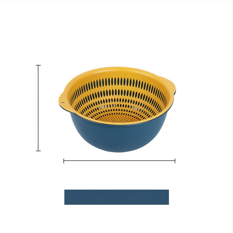 Двоен слой кош за измиване на зеленчуци и отцеждане – шестчастов комплект, пластмасов кош за зеленчуци, скандинавски стил, номер на продукта F777W8NGNWU5GW