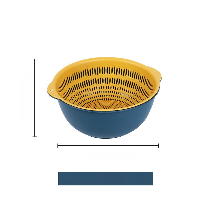 Двоен слой кош за измиване на зеленчуци и отцеждане – шестчастов комплект, пластмасов кош за зеленчуци, скандинавски стил, номер на продукта F777W8NGNWU5GW