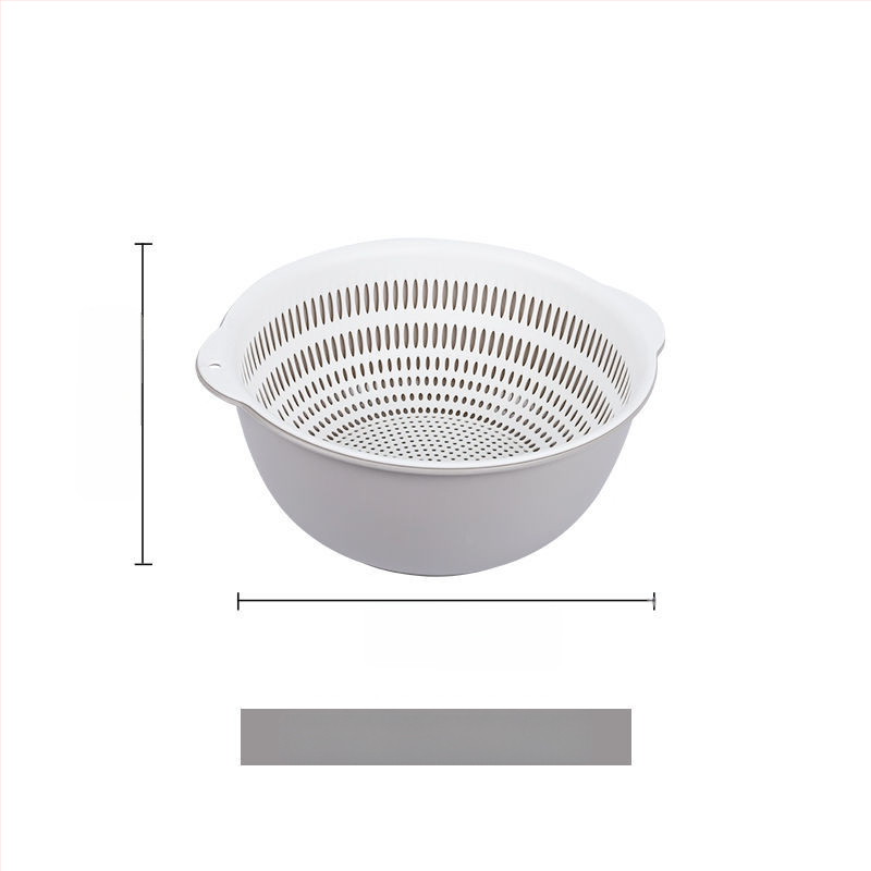 Двоен слой кош за измиване на зеленчуци и отцеждане – шестчастов комплект, пластмасов кош за зеленчуци, скандинавски стил, номер на продукта F777W8NGNWU5GW
